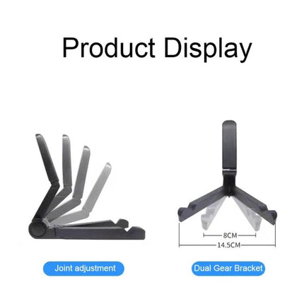 Universal Foldable Triangular Desk Phone Holder for Tablets – black adjustable joint desk stand for phones and tablets up to 12 inches