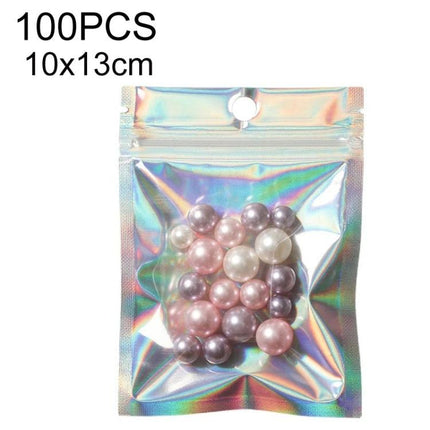 Aluminum Foil Self-Sealing Bags for Electronics Storage - iridescent 10x13cm resealable pouch holding small electronic parts or accessories