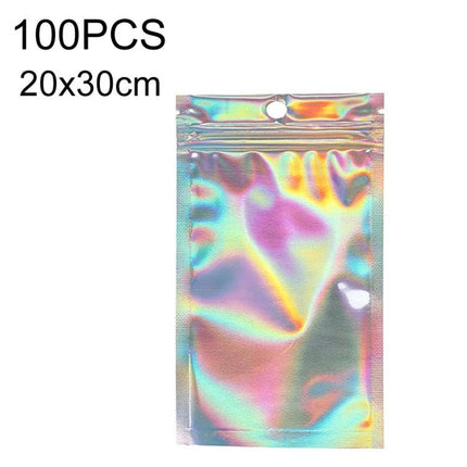 Aluminum Foil Self-Sealing Bags for Everyday Item Protection holographic resealable 20x30cm pouch with chain zipper for travel storage and shipping