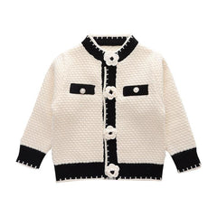 Girls' Floral Knitted Cardigan for Autumn and Winter