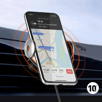 Infrared Sensor Car Wireless Charger Bracket For Vent Mount holding phone on car vent with navigation and 10W wireless charging