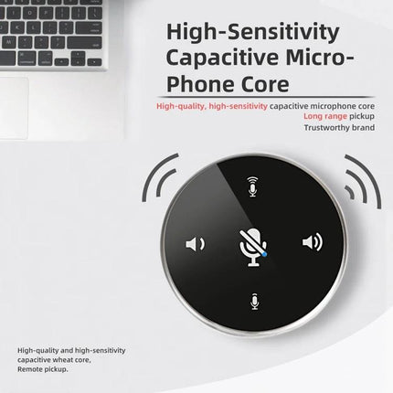Desktop Microphone for Everyday Home Video Calls — USB plug-and-play circular desktop mic for clear video call audio, mute and volume controls