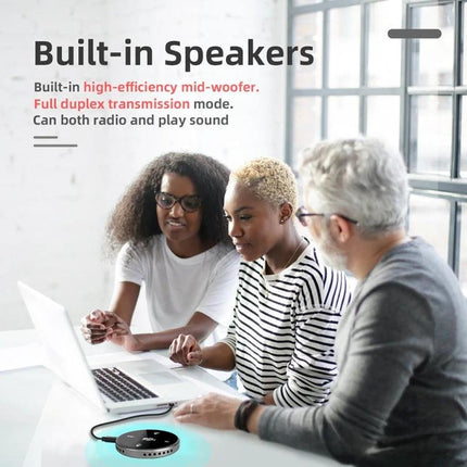 Desktop Microphone for Everyday Home Video Calls USB plug-and-play desktop microphone with built-in speakers for clear remote meeting audio