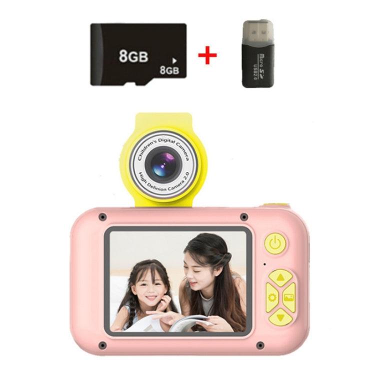 X101 Compact HD Reversible Camera for Kids Pink+8G+Card Reader