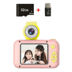 X101 Compact HD Reversible Camera for Kids Pink+32G+Card Reader