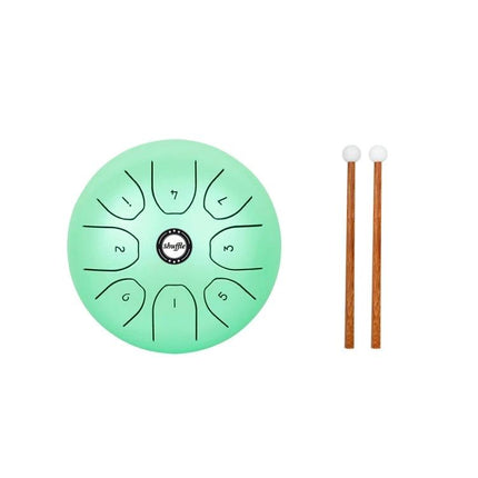 Shuffle Steel Tongue Drum for Daily Home Relaxation Sessions - mint pebble-shaped drum with mallets for easy at-home meditation