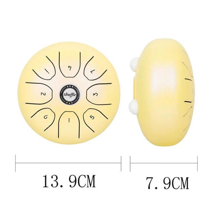Shuffle Steel Tongue Drum for Daily Home Relaxation Sessions - compact pebble-shaped yellow drum for meditation and stress relief