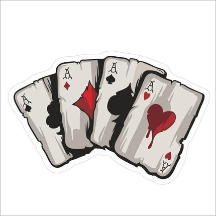 Colorful Reflective Playing Card Stickers, Set of 10 for Vehicles - four ace card design reflective vehicle decal