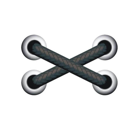 Reflective Shoelace Car Stickers for Scratch Protection — black braided reflective shoelace sticker applied across two grommet-style anchors