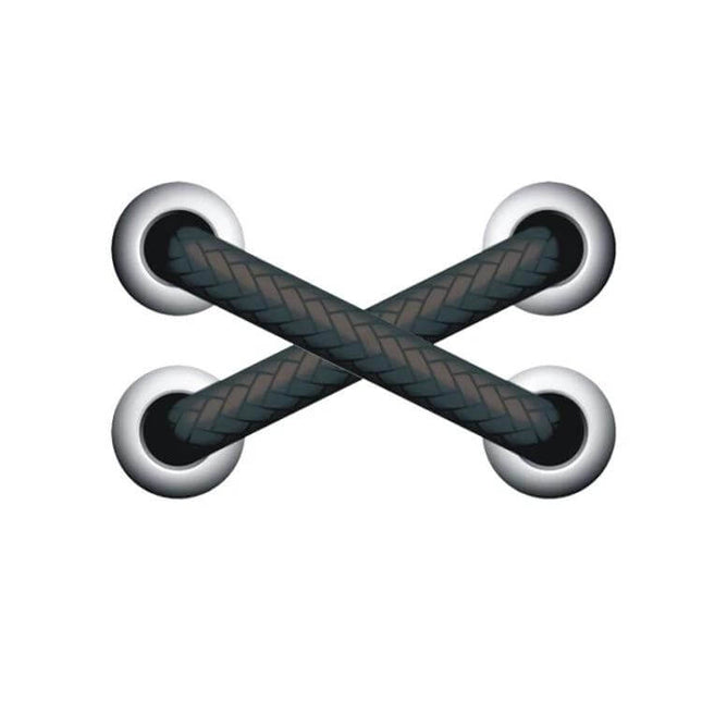 Reflective Shoelace Car Stickers for Scratch Protection — black braided reflective shoelace sticker applied across two grommet-style anchors