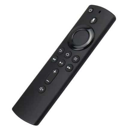 Amazon Fire TV Stick Bluetooth Voice Remote for Easy Content Control shown angled on white background, single-hand remote with Alexa voice button