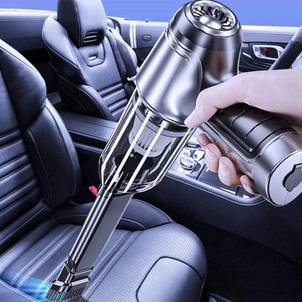 SUITU Car Wireless Wet And Dry Handheld Vacuum Cleaner Black used to clean car seat and crevice with long nozzle and attachments, handheld USB rechargeable