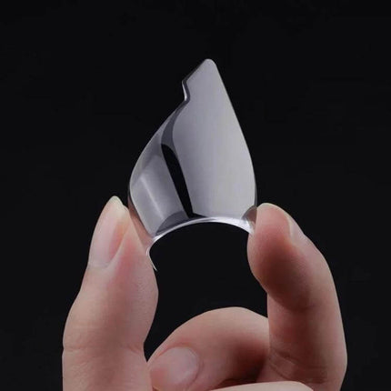 Silicone Car Door Corner Protectors for Scuff Prevention - clear silicone corner guard held between fingers to protect car doors from dings