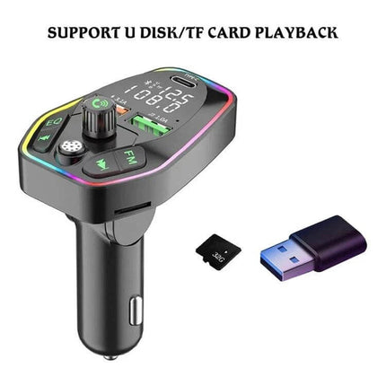 Car Bluetooth MP3 Player With FM Transmitter For Cars connected to USB drive and TF card, dash-mountable Bluetooth 5.0 FM transmitter with USB charging