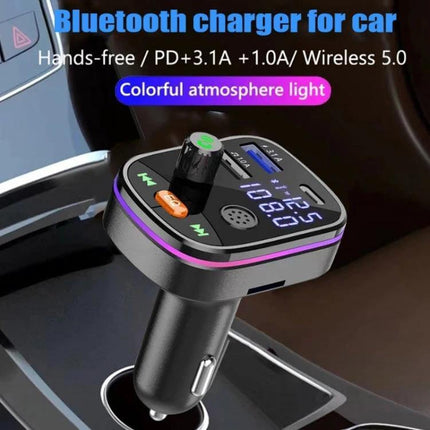 Car Bluetooth MP3 Player With FM Transmitter For Cars dash-mount Bluetooth 5.0 FM transmitter with USB charging, MP3 playback and colorful LED ring