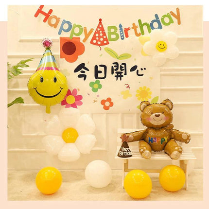 Versatile Birthday Party Background Cloth for Decorations and Photos, durable non-reflective birthday photo backdrop with balloons and teddy