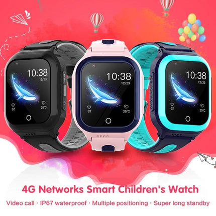Children's GPS Watch for Daily Safety and Family Communication - pink, black and teal kids smartwatches showing video call screen