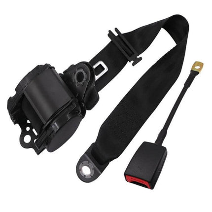 Universal 3-Point Car Retrofit Seat Belt With Emergency Locking - black retrofit three-point seat belt assembly with retractor and buckle