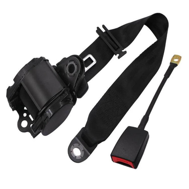 Universal 3-Point Car Retrofit Seat Belt With Emergency Locking - black retrofit three-point seat belt assembly with retractor and buckle