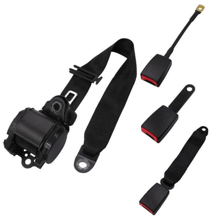 Universal 3-Point Car Retrofit Seat Belt With Emergency Locking black polyester retrofit kit with buckles and retractor