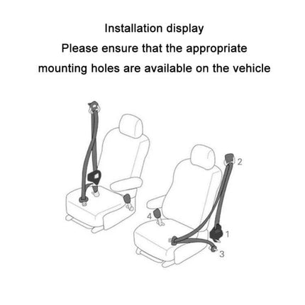 Universal 3-Point Car Retrofit Seat Belt With Emergency Locking installation display showing mounting points and seatbelt routing for DIY retrofit