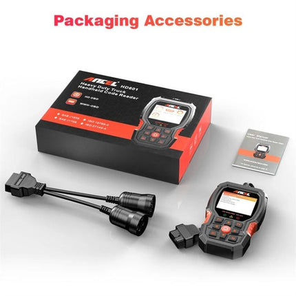 Essential ANCEL Scanner for Routine Truck Maintenance - handheld truck diagnostic tool with cables, box and manual for engine and brake checks
