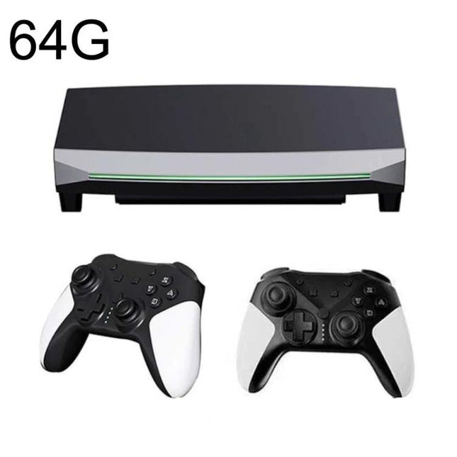 MANTE1 H6 Gaming Console for Multiplayer PSP Simulations with 128GB Storage black compact console with two white black controllers