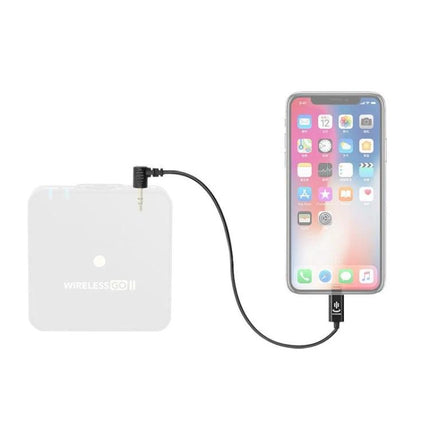 Adapter for Everyday Mobile Microphone Connections – compact cable linking external mic transmitter to iPhone for podcasts, videos, and live streams