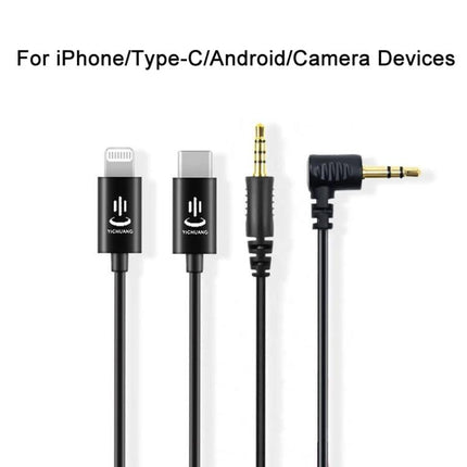 Adapter for Everyday Mobile Microphone Connections — iPhone Lightning, USB‑C, 3.5mm straight and right‑angle cables for mics, Android and camera use