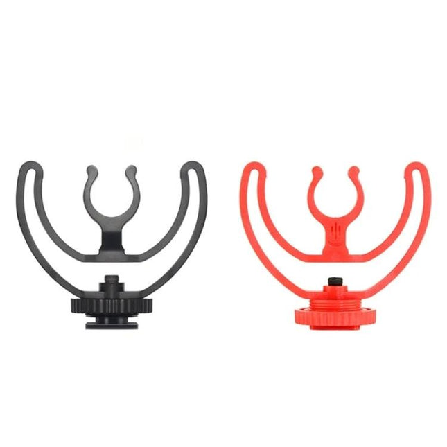 Practical Microphone Mount for Daily Video Streaming Sessions - black and red shotgun mic shock mount for stable live streaming setups