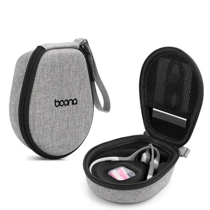 Compact Earphone Case For Commute Travel And Gym Organization with semi-rigid EVA shell, water-resistant grey Oxford