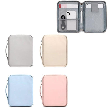Baona Protective Tablet Bag for 10.9 to 12.9-Inch Devices - compact PU sleeve in gray, gold, blue, and pink with internal pockets for accessories