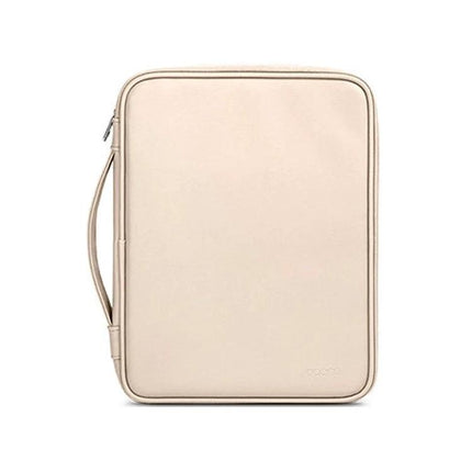 Baona Protective Tablet Bag for 10.9 to 12.9-Inch Devices - slim beige PU sleeve with zipper and handle, splash and scratch protection