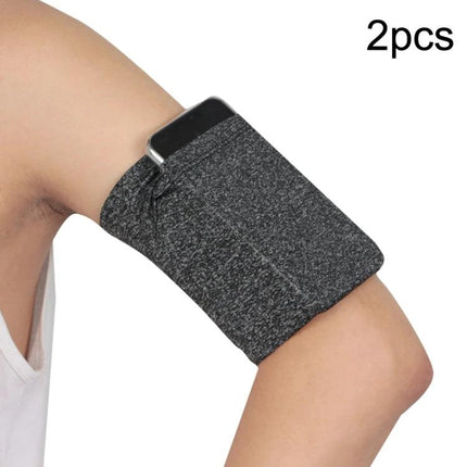 Elastic Phone Armband for Outdoors-Secure Fit for Running, Cycling, and Everyday Use - gray elastic armband holding phone on upper arm for running and workouts