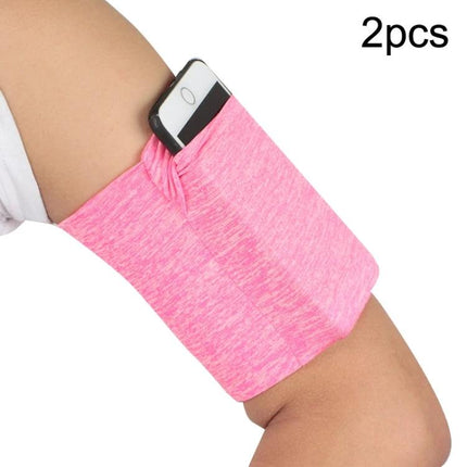 Elastic Phone Armband for Outdoors-Secure Fit for Running, Cycling, and Everyday Use - pink arm band holding smartphone during run