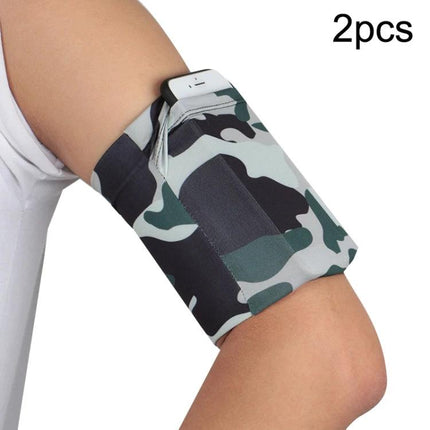 Elastic Phone Armband for Outdoors-Secure Fit for Running, Cycling, and Everyday Use - camo elastic armband holding phone on upper arm for jogging