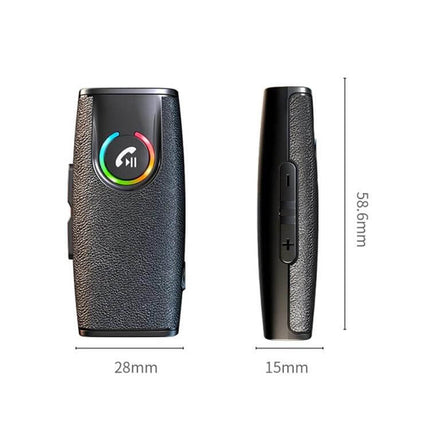 Car Bluetooth Receiver For In Car Audio Wireless Adapter compact black Bluetooth 5.3 receiver with USB-C, AUX, volume buttons and dimensions 28×15×58.6mm
