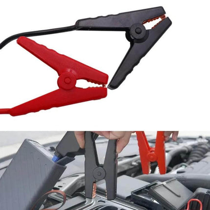 Car Emergency Starter Cable With Large Clip For Battery Connection showing red and black large clip jumper leads with EC5 connector and anti-reverse plug