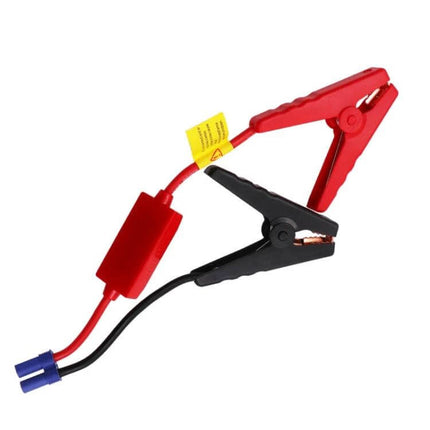 Car Emergency Starter Cable With Large Clip For Battery Connection showing red positive and black negative clamps with EC5 connector
