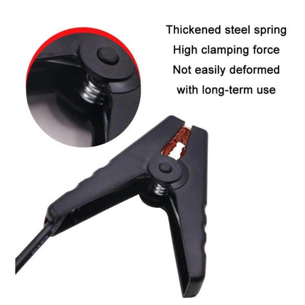 Car Emergency Starter Cable With Large Clip For Battery Connection showing black heavy-duty clip with thickened steel spring and EC5 connector protection