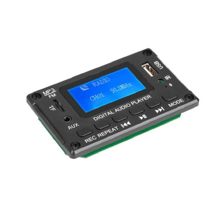 Bluetooth Music Player Module with LCD Lyrics Display Feature – compact digital audio player with blue LCD, USB, AUX, FM, record and playback controls
