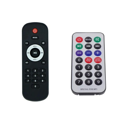 Bluetooth MP3 Decoder Board for Wireless Audio Playback remote controls for Bluetooth MP3 decoder board, dual IR remotes for USB/TF/Bluetooth playback