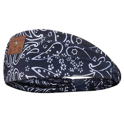Sleep Headphones Wireless Headband, Deep Blue For Sleep And Training - deep blue patterned soft band with built-in speakers and microphone