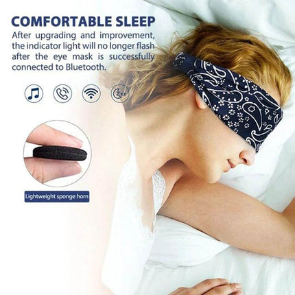 Sleep Headphones Wireless Headband, Deep Blue For Sleep And Training - woman sleeping with deep blue sponge-wrapped headband with built-in microphone and Bluetooth