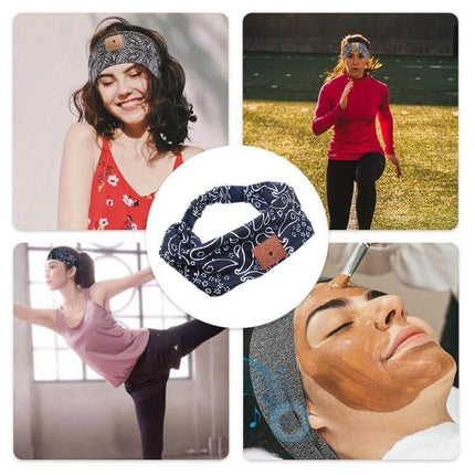 Sleep Headphones Wireless Headband, Deep Blue For Sleep And Training - soft sponge-wrapped band with built-in mic for calls, yoga, running and sleep