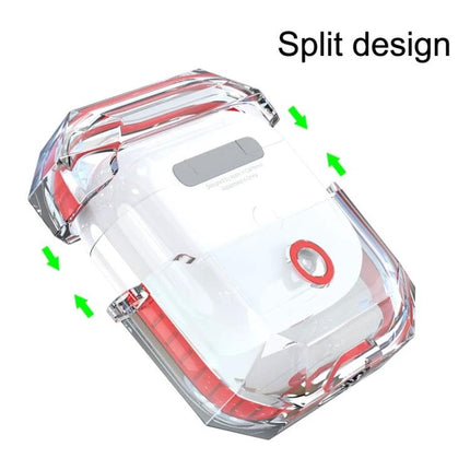 Protective Sleeve for AirPods 3 Shields Earphones in Daily Activities transparent split-design case with lanyard and red accents