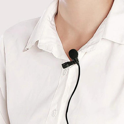 Sony Lavalier Microphone for Everyday Video Recordings clipped to white shirt for clear vlogging and interview audio