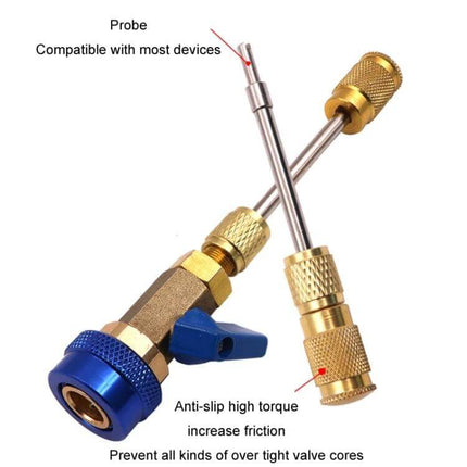Automobile Air Conditioning Valve Core Disassembly Tool High Pressure brass body aluminum knob straight-through design for R134A A/C maintenance