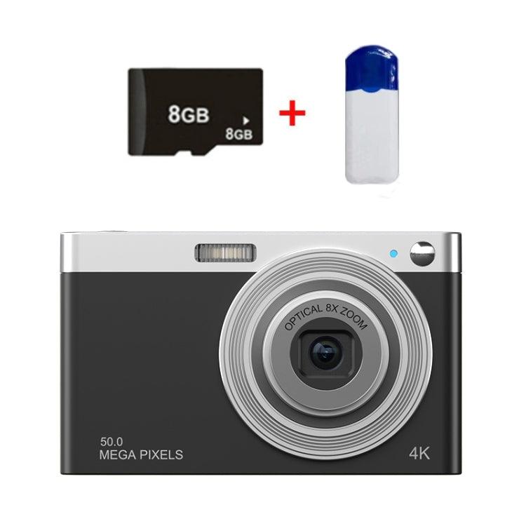 Compact C13 2.88" 4K HD Digital Camera with 8X Optical Zoom and Versatile Shooting Modes Black+Card Reader+8G