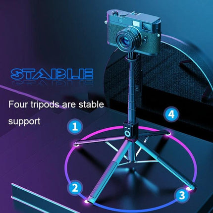 Handy Selfie Stick for Capturing Daily Life Moments with four-leg tripod, adjustable angles and remote for steady travel and vlogging shots